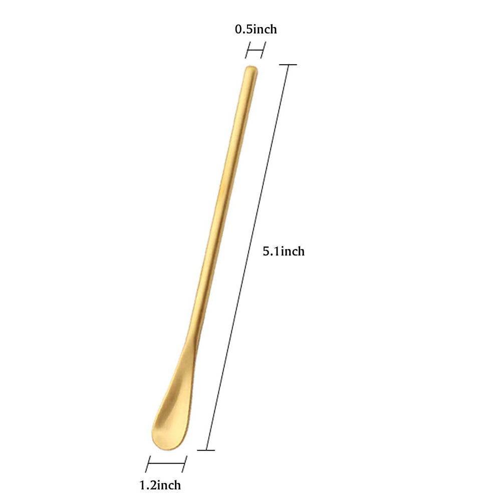 Reusable and easy-to-clean gold spatula for scooping skincare products hygienically, perfect for AMI London jars.