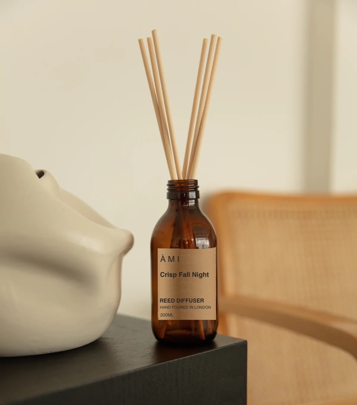 <img src="crisp fall night amber-serenity-reed-diffuser.jpg" alt="Amber Serenity Reed Diffuser with Bergamot, Grapefruit, Cedarwood, and Woodland Musk by AMI London">
